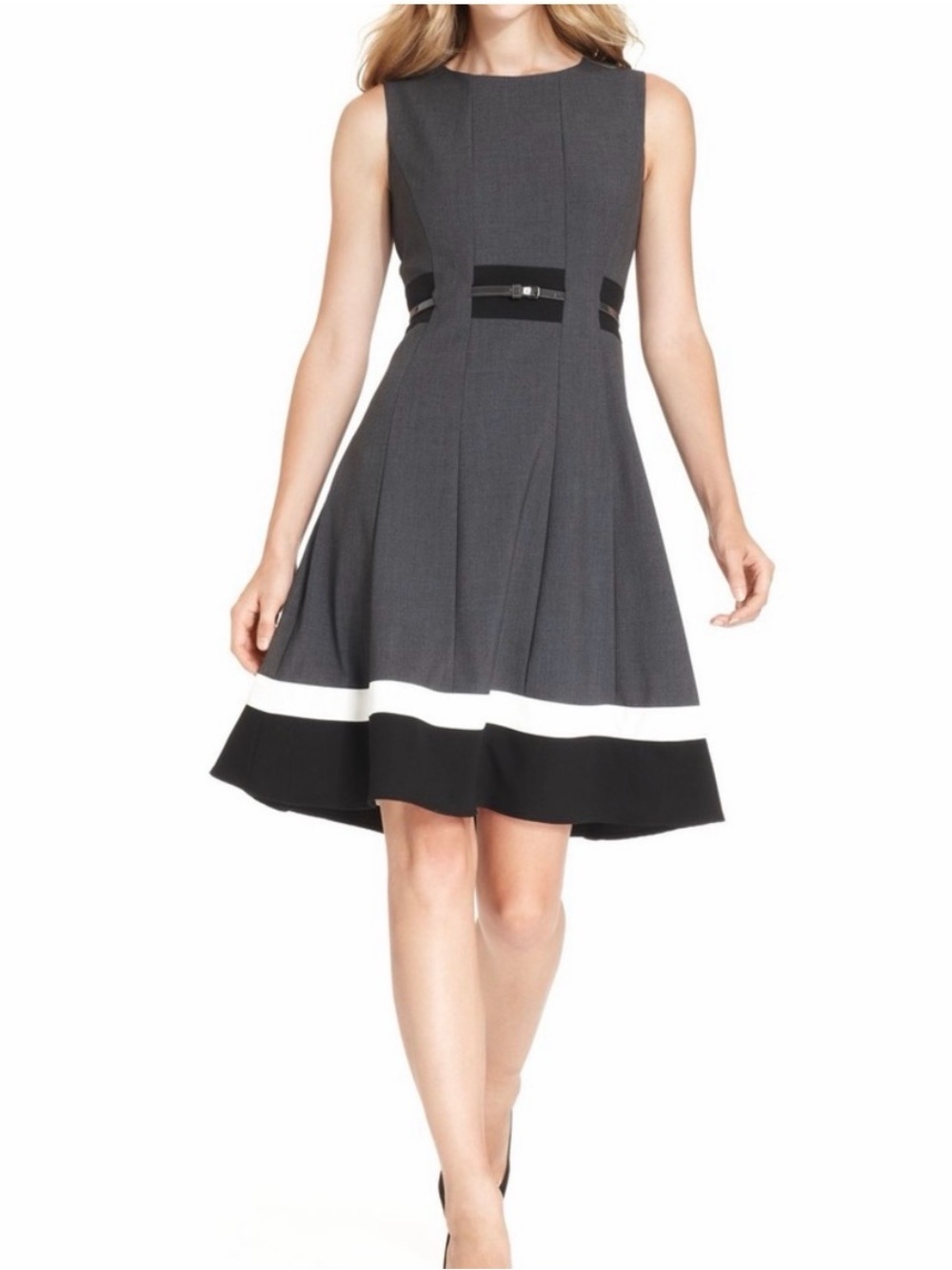 Calvin Klein Colorblock Fit and Flare Dress Size 4P EUC